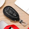 Unisex Top Grain Calfskin Car Key Holder Compact Waist Hung Zipper Case with Crocodile Texture Detachable Straps