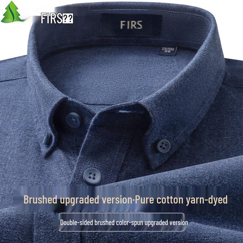 Мужская двусторонняя фланелевая рубашка Sugiyama из чистого хлопка с начесом