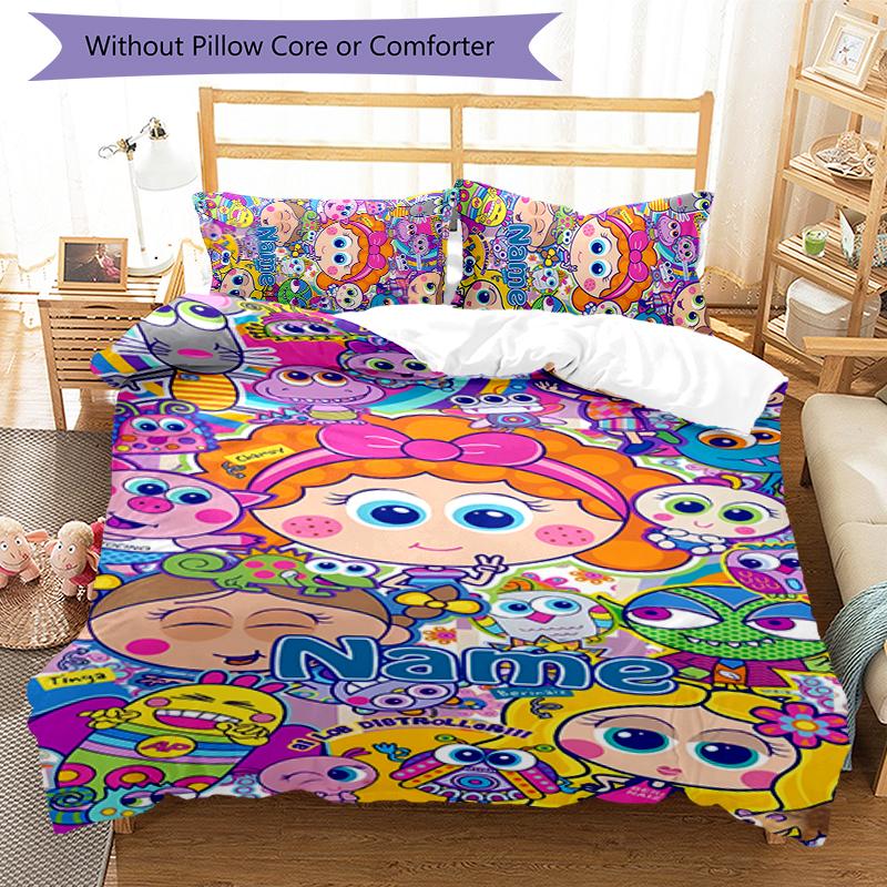 3pcs Custom Name Distroller Bedding Set Duvet Cover Closure Includes 1 Duvet Cover & 2 Pillowcases for All Seasons Bedroom Decor