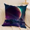 Planet Space Collection Cushion Cover Silky Short Plush Invisible Zipper Dustproof Sofa Pillow Case for Home Decor
