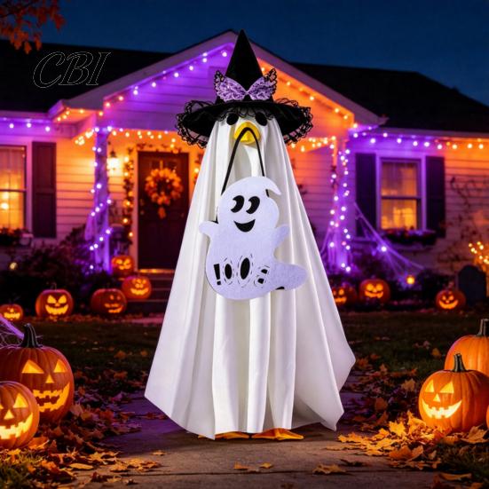 Holiday Party Goose Decoration Halloween Ghost Costume, Wizard Hat, Cape, Pumpkin Candy Non-woven Fabric Bag, Outdoor Yard for Statue or Garden
