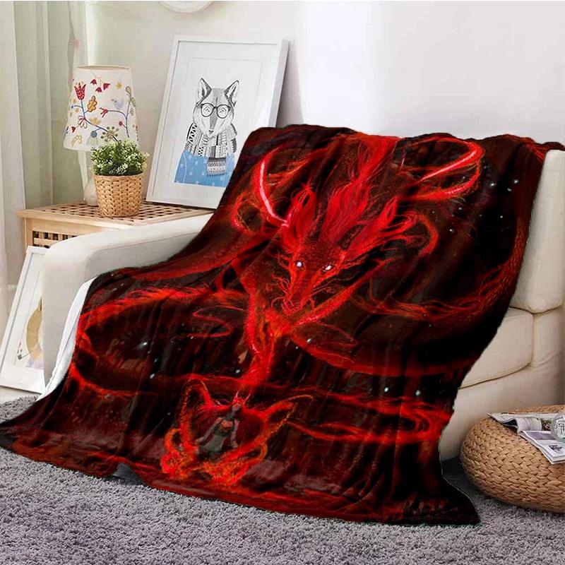 Colorful Dragon Blanket Dragonsoft Plush Blanket, Flannel Blanket Throw Blanket For Living Room Bedroom Sofa Cover