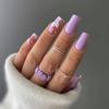 Ins Style Square Press On Nails Light Purple Mottled Cow Pure Desire Fashion Fake