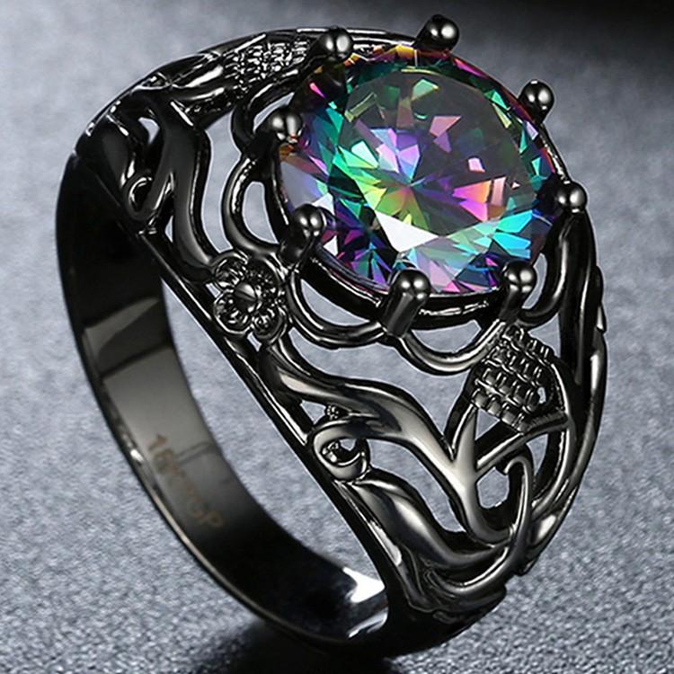 Chenrui Colorful Oval Zircon Ring - Trendy European & American Women's Fashion Jewelry