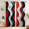 2pcs Abstract Stripe Print Semi-Blackout Curtains Rod Pocket Machine Washable Contemporary Style for Bedroom Living Room Window