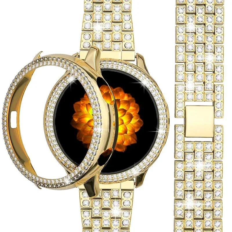 Strap Case Protector for Samsung Galaxy Watch 6 5 40mm 44mm Metal Bracelet for Galaxy Watch 4 44mm 40mm Band Diamond Cover Frame
