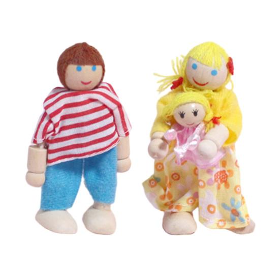 Кукольные домики Люди 8 Фигурки Семьи Деревянные Куклы Реалистичный Дизайн Подвижные Куклы для Творческой Игры Образовательные