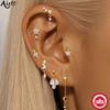 925 Silver Full Ear Dainty Piercing Ear Lobe Stud Earring for Women Helix Flat Earring Ear Bone Studs Fine Jewelry