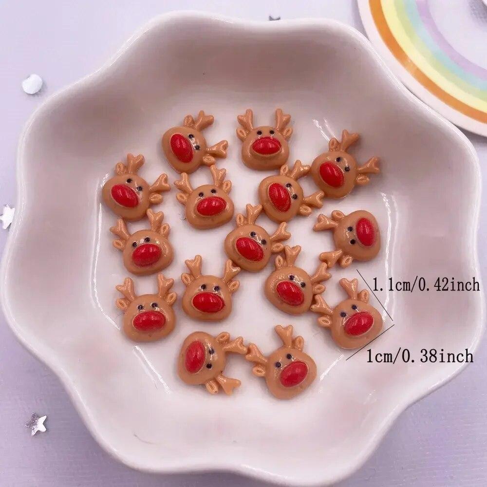 50pcs Resin Mini Colorful Christmas Snowman Tree Snowflower Deer Flat Back Figurines Nail Art DIY Scrapbooks Accessories