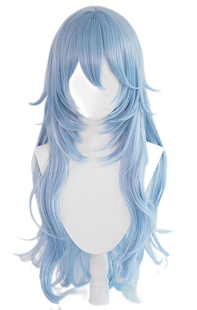 Cosplay Wig with Ray Wig Net, Blue, Heat-Resistant (C (Long))