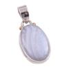 Natural Blue Lace Agate Gemstone Handmade 925 Solid Silver Pendant 1.50" T3P52