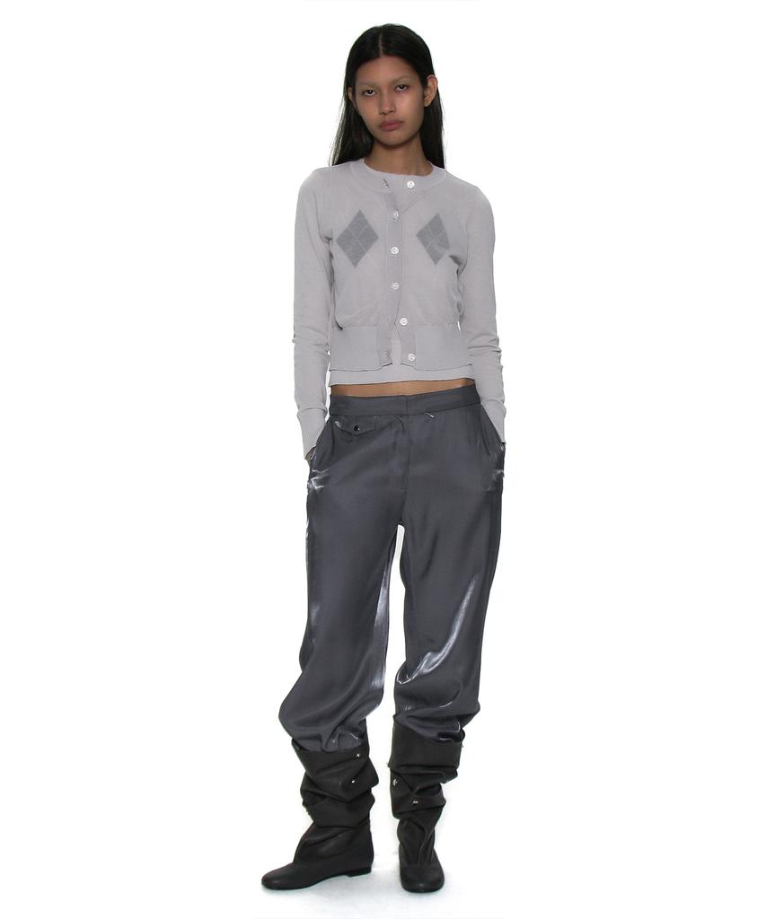 PARTIMENTO WOMEN All-In-One Layered Argyle Knit Crew Neck_Light Gray