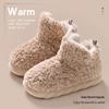 Women's High-Top Cotton Slippers, Winter 2025: Closed-Heel, Thick-Soled, Non-Slip, Plus Velvet, Warm Furry Shoes for Indoor/Outdoor Wear