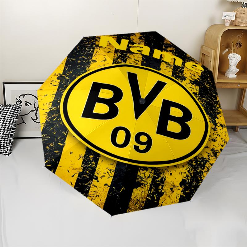 Автоматический зонт с индивидуальным именем, тематика BVB, легкий и портативный, 8 спиц, идеально подходит для путешествий на свежем воздухе, дней рождения, Рождества, подарков.