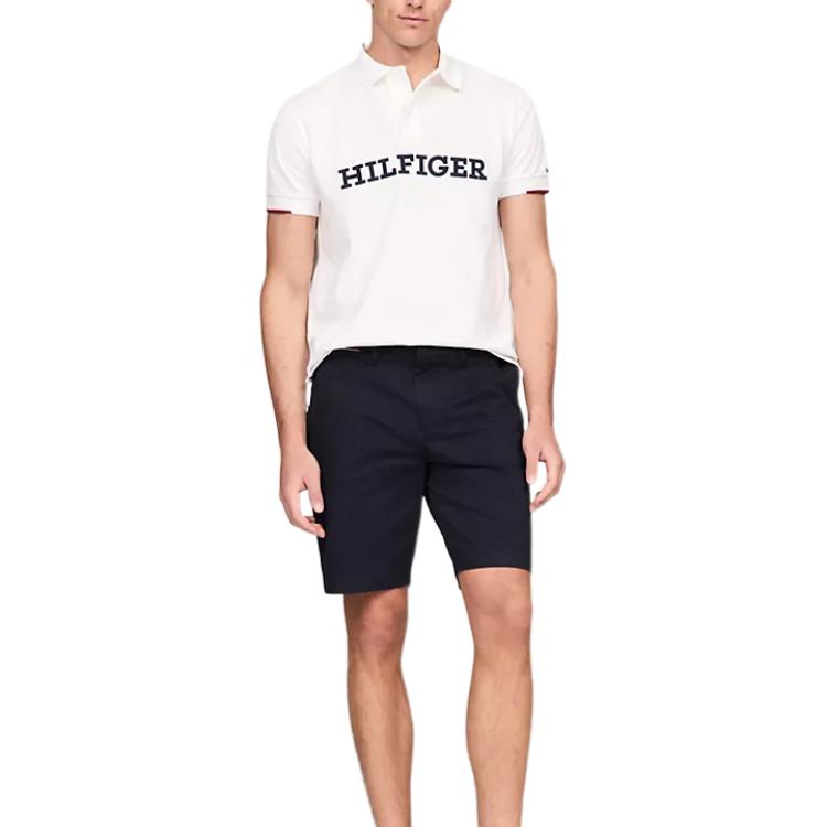 Tommy Hilfiger Мужская футболка-поло с вышитым логотипом-буквой, удобная, приталенная, с коротким рукавом, белая 78JA892-100