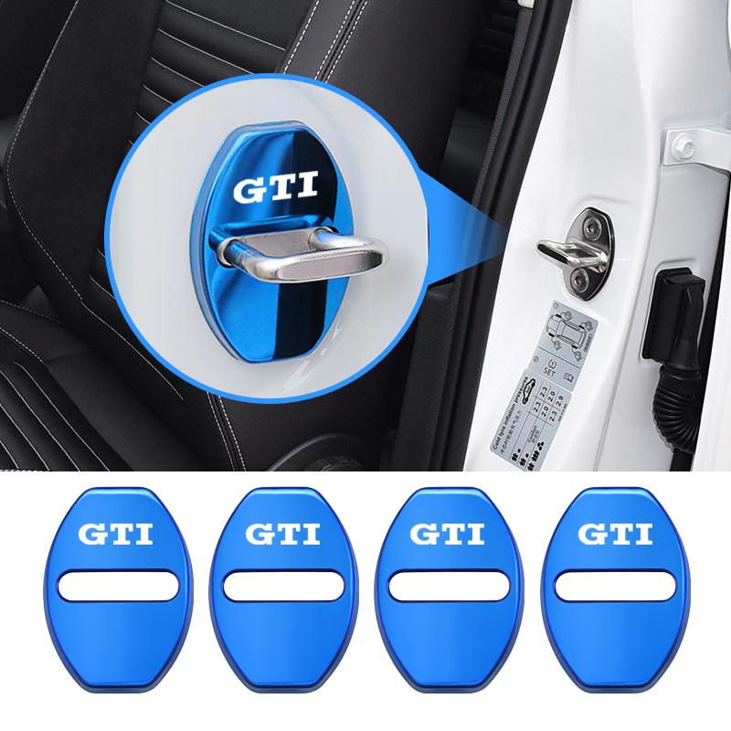 VW Valve Stems Caps 4Pcs Car Door Lock Protective Cover Stickers Auto Accessories For Volkswagen VW RLine R Golf Amarok T5 Phaeton