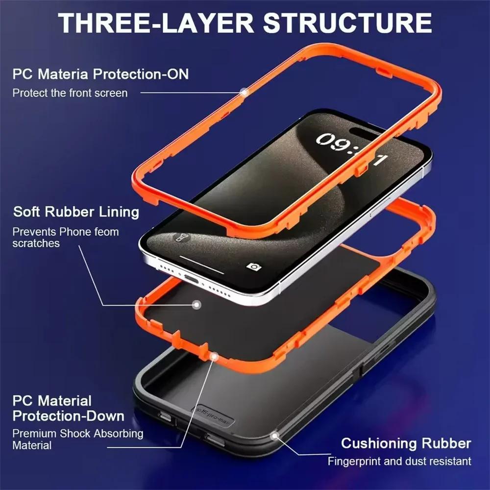 Премиальный противоударный чехол 3-в-1 Ott Anti-Drop для iPhone 17 16E 15 14 Plus 13 12 11 Pro Max, защитный чехол-коробка
