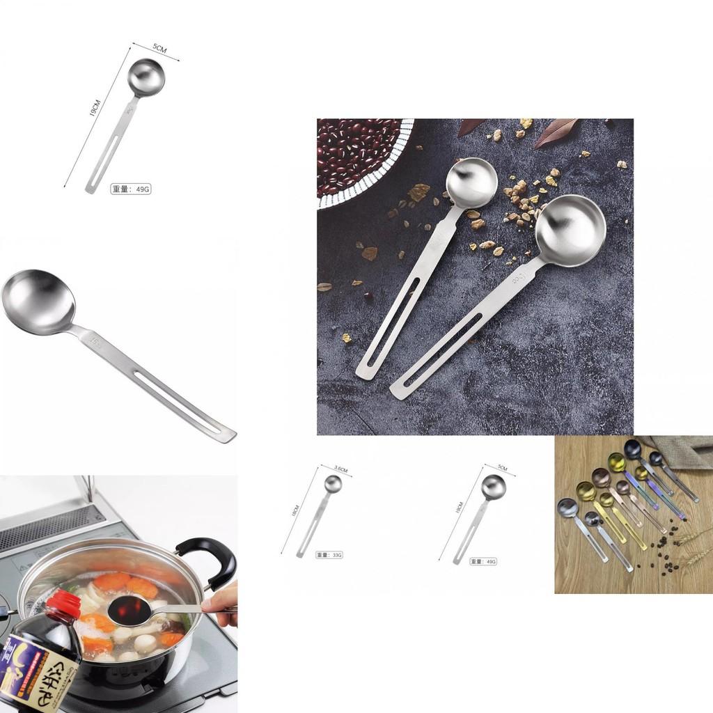 Elegant Silver And Colorful 304 Stainless Steel Long Handle Measuring Spoon Set