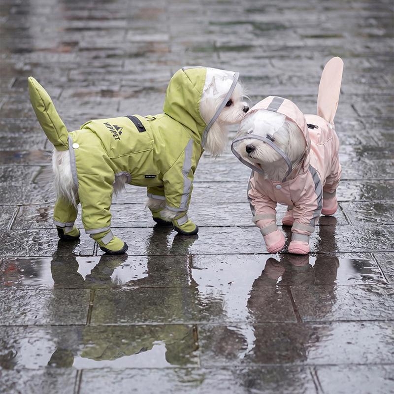 Popular Dog Raincoat Small And Medium-sized Dog Rainy Day Outdoor Clothes Teddy All Inclusive Waterproof Four Legged Clothes