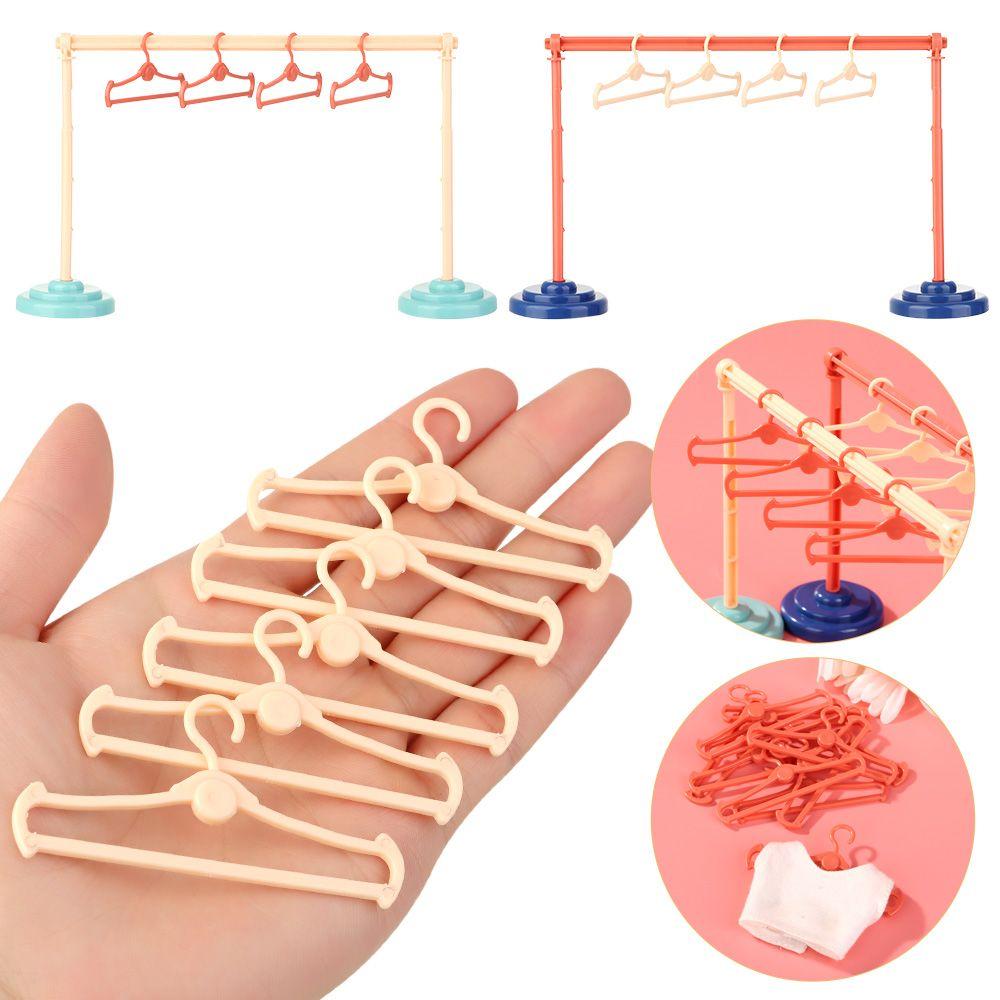 Plastic Kids Toy Gift Dollhouse Furniture Garment Organizer Hangers Doll Accessories Clothes Rack
