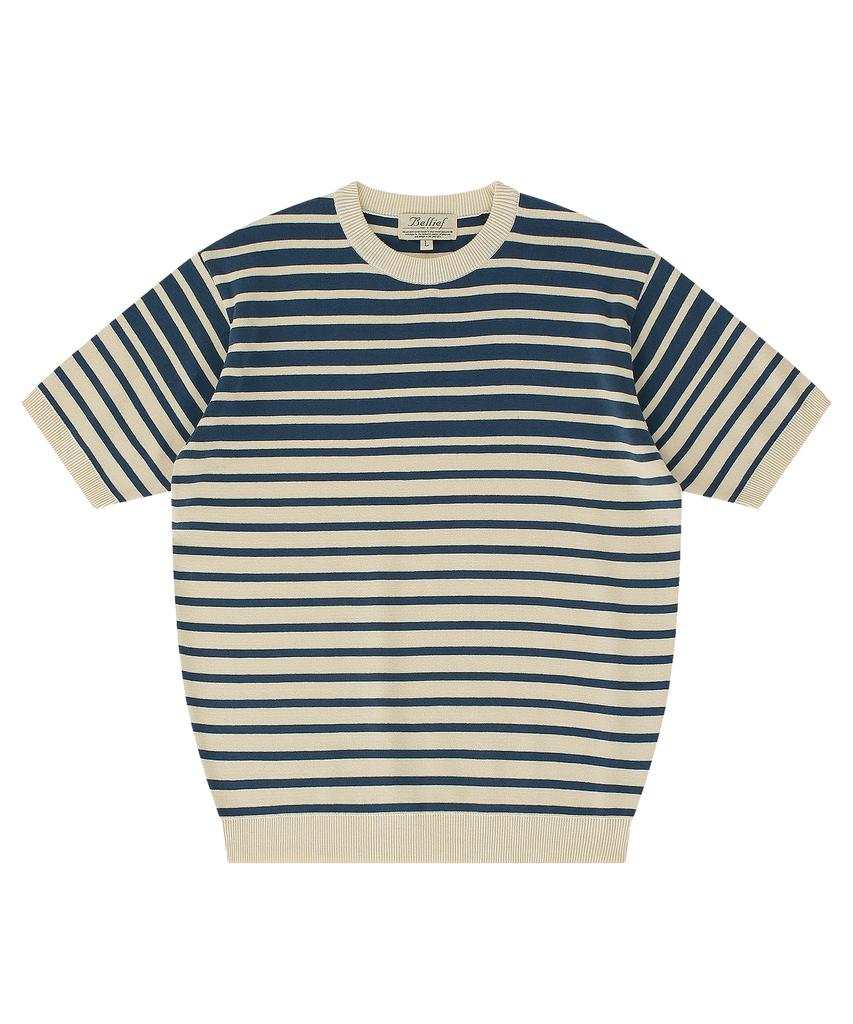 BELLIEF Essential Knit Round Neck (Marine Blue/Ivory)