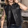 AL KHALID New Men's Black Real Leather Motorbike Vest Handmade Motorcycle Club Vest Coat