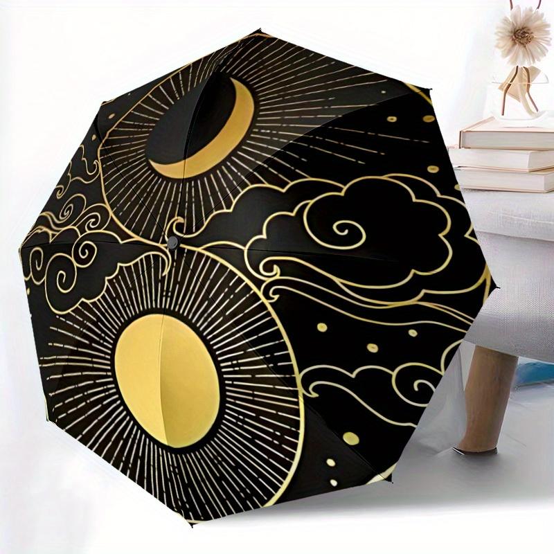 1pc Sun Moon Auto Open/close, All-Season Portable Folding Umbrella for Women & Men, Travel, Everyday, Formal Events -06226