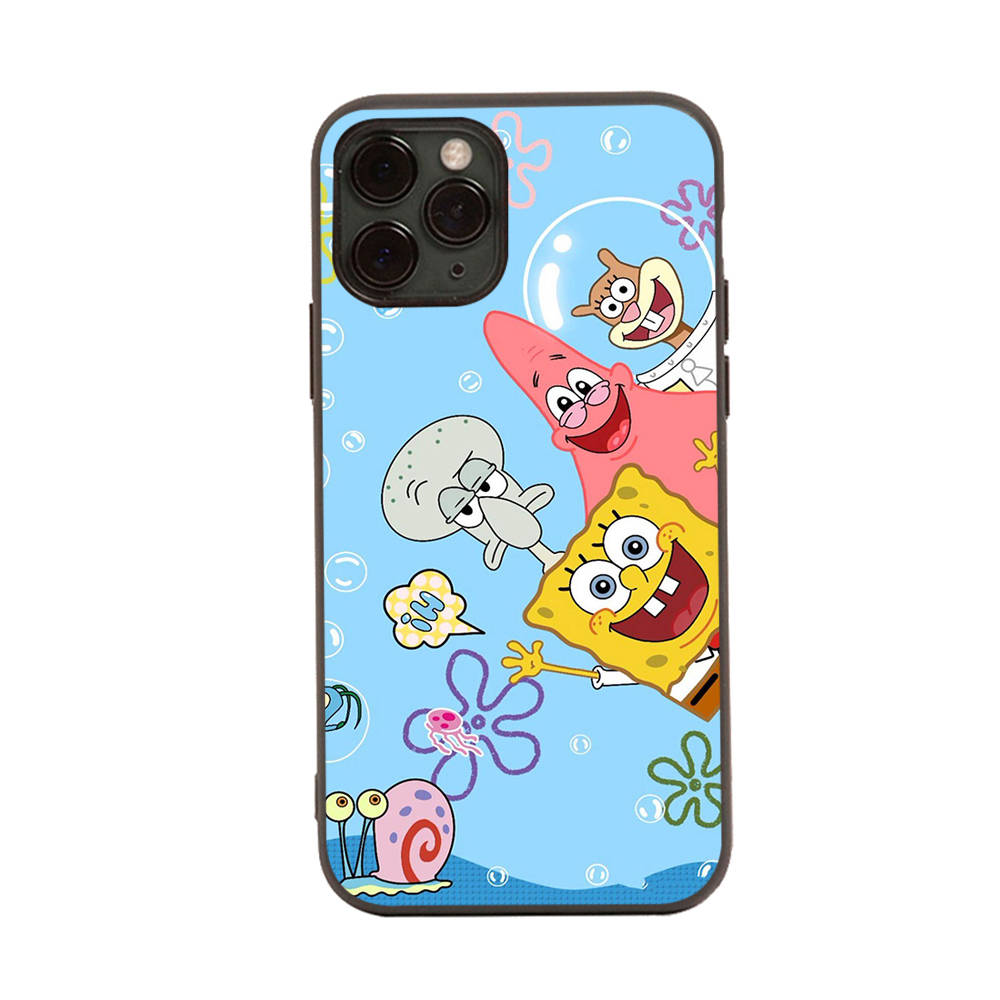PB8 SpongeBob Cartoon Black Sofe Case for Samsung Note 20 Lite S24 Ultra S23 A03 A05 A06 A11 A71 A15 A16 A13 A24 A25 A33 A52 A53 A50 M55 M35 Plus