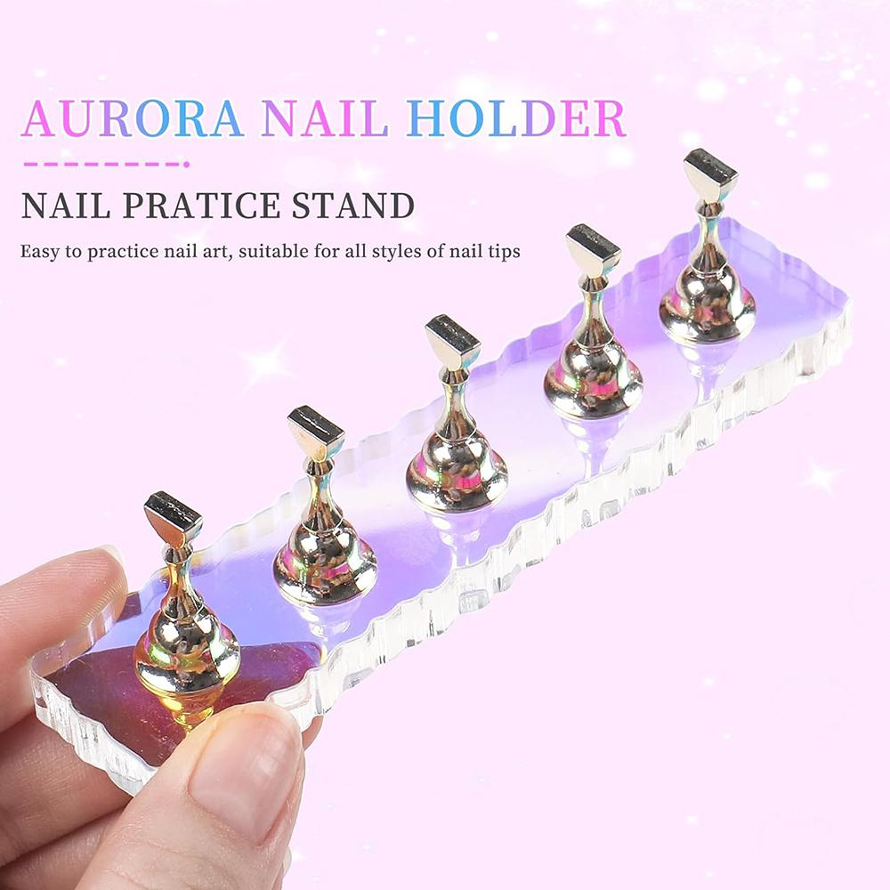 New 2Pcs Nail Stand Hand Practice Magnetic Nail Art Tools For Homes And Salons