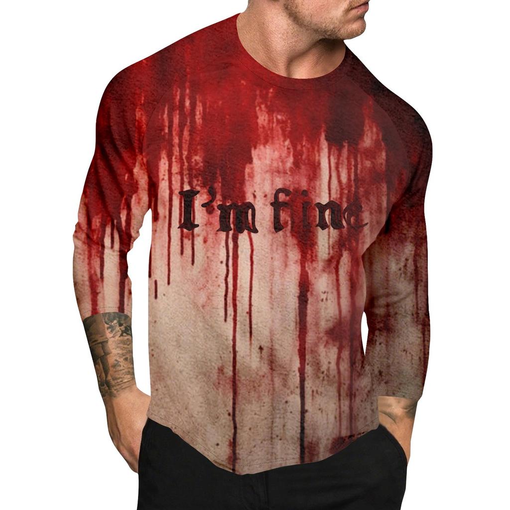 Halloween Print Raglan Sleeve Men's Long Sleeve Top