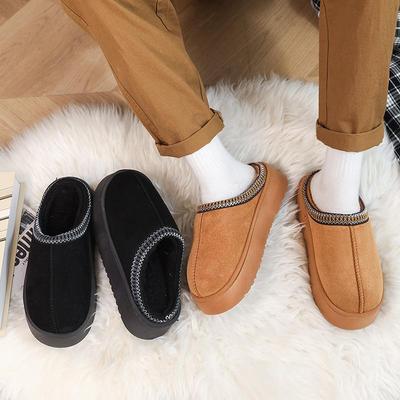 2025 Осень/Зима Комнатные Меховые Хлопковые Тапочки на Толстой Подошве для Мужчин и Женщин