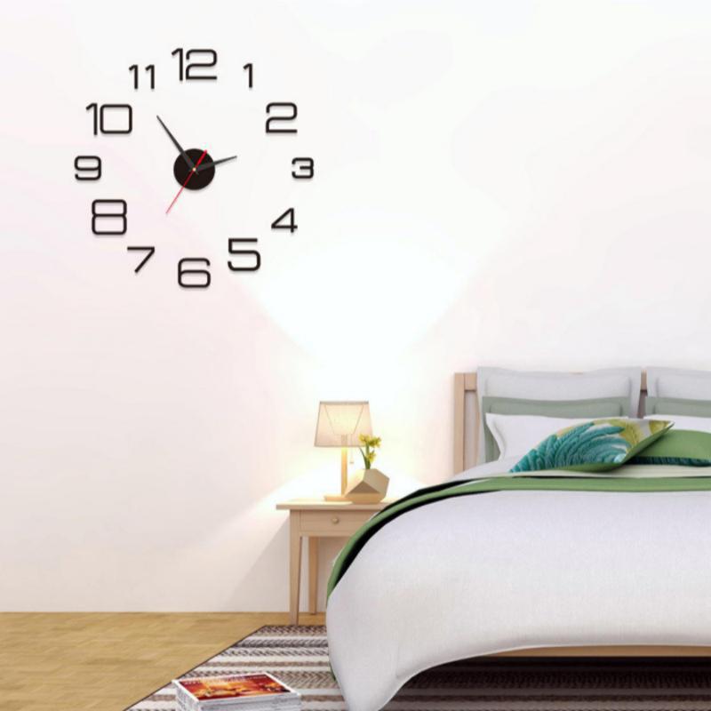 DIY 3D Wall Clock Luminous Frameless Design Mirror Surface Sticker Large Modern Home Office Living Room Decor