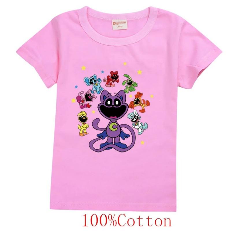 Новая игра Футболки Smiling Critters Детские 2024 Летняя одежда Мальчики Футболка Cat Nap Детские топы с коротким рукавом Детская одежда