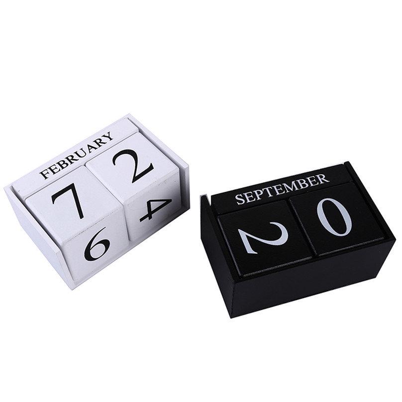 Календарь для декора Nordic White Black Wooden Calendar Simple DIY Wood Blocks Home Decoration