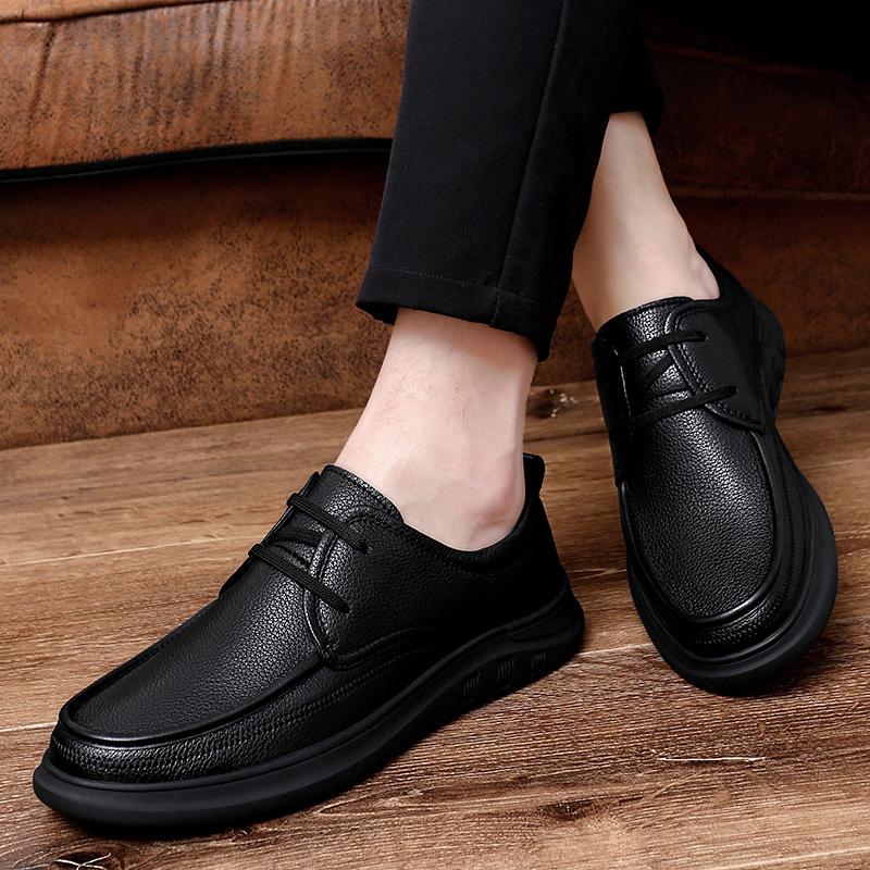 Genuine Leather Shoes Men Cow Leather Mens Casual Shoes Black Brown Plus Size Wedding Party Dress Shoes