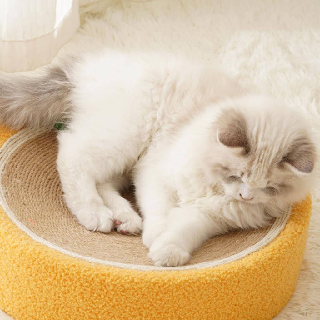 Cat Scratch Bowl Orange Round Sisal Hemp Durable Antiwear Space Saving Cat Scratcher Bed for Family