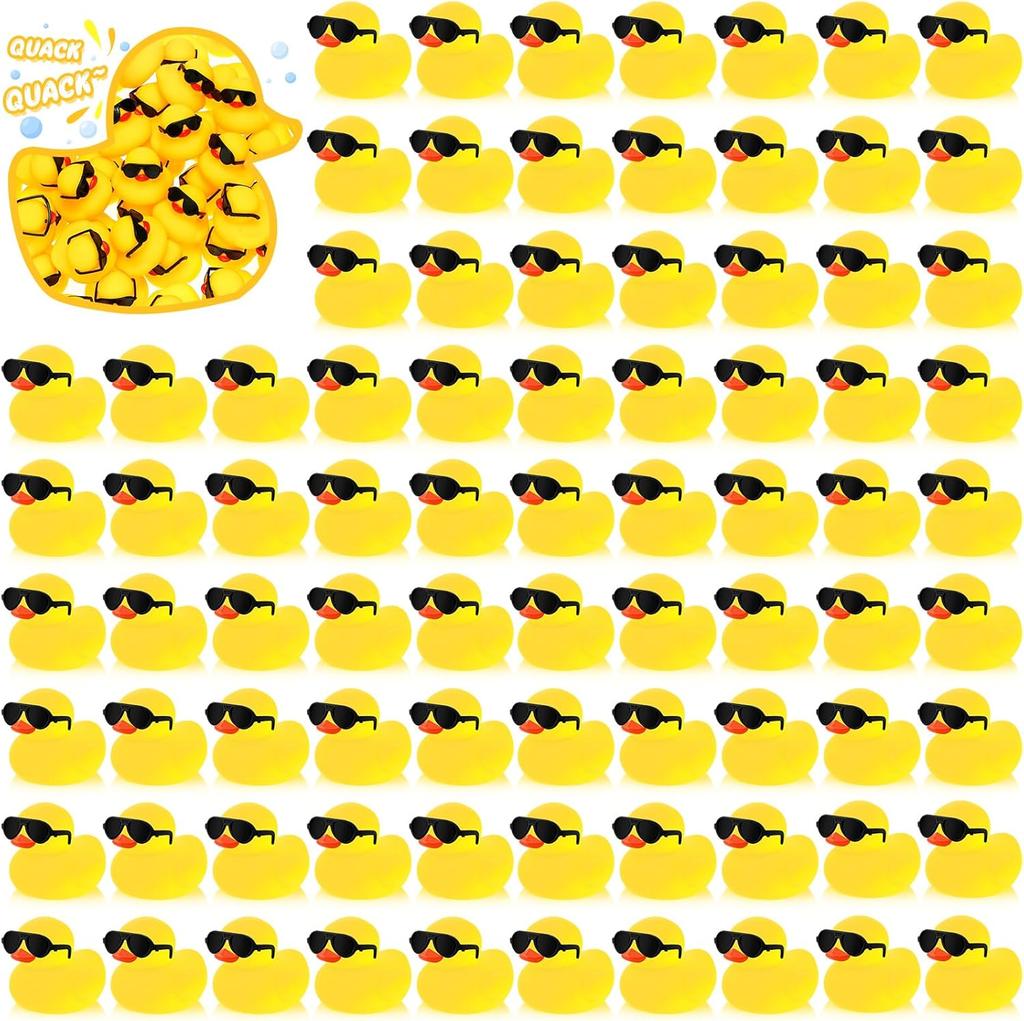 100 Pcs Mini Rubber Ducks Yellow Rubber Duck Toy Rubber Tub Toys Squeak And Float Ducks Party Favors