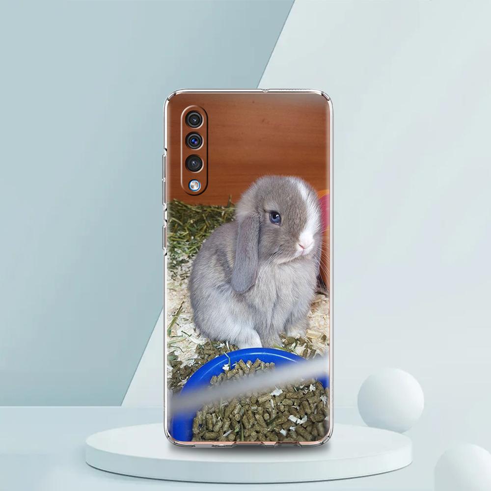 Cute White Baby Rabbits Phone Case For Samsung A16 A14 A12 A22 A32 5G A34 A42 A52 A54 A50 A70 A72 A30 A40 A20E A02S A04S A06