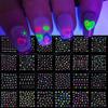 30 Sheets/Set 3D Glow In The Dark Neon Nail Stickers Glittery Glossy Self-Adhesive Nail Decorations With Butterfly Love Heart