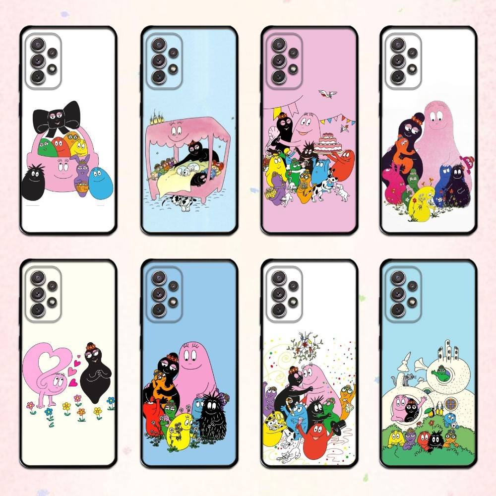 Tiny Cute B-BarbapapaS Phone Case For Samsung S 25,24,23,22,30,21,10,9,Ultra,Plus,Lite,FE,4,5 G Soft Black Case