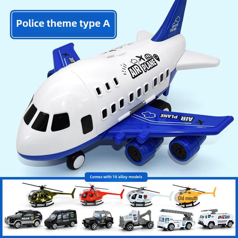 Большой детский игрушечный набор «Самолет» с инерционными машинками