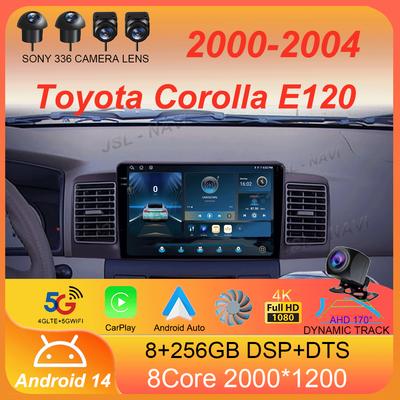 Для Toyota Corolla E120 2000 - 2004 Автомобильное радио Android 14 Carplay Мультимедиа навигация видео DVD Автомагнитола Стерео 2din 4G+Wi-Fi
