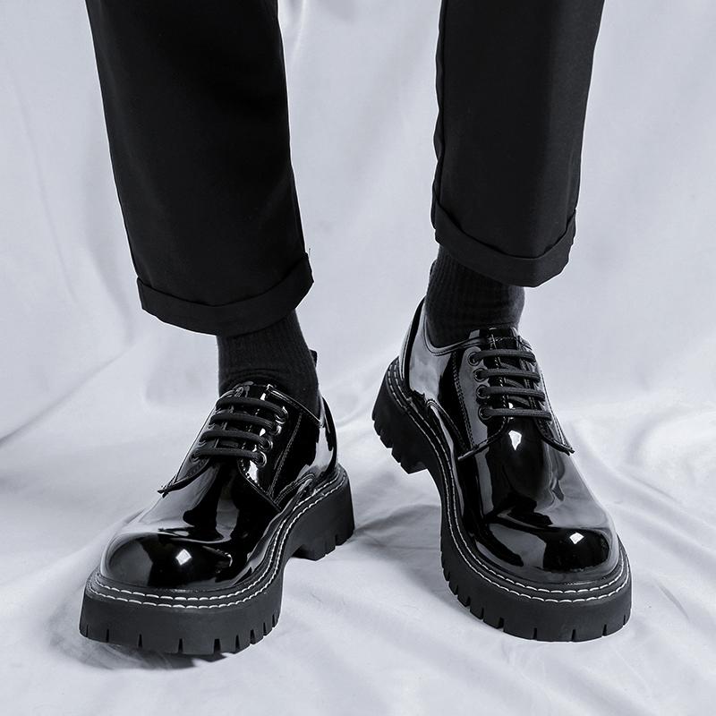 Платформа Мужская Роскошная Повседневная Лакированная Кожа Высококачественная Обувь Для Отдыха Инструменты Удобная Внутри Ручной Работы Модная Трендовая Обувь