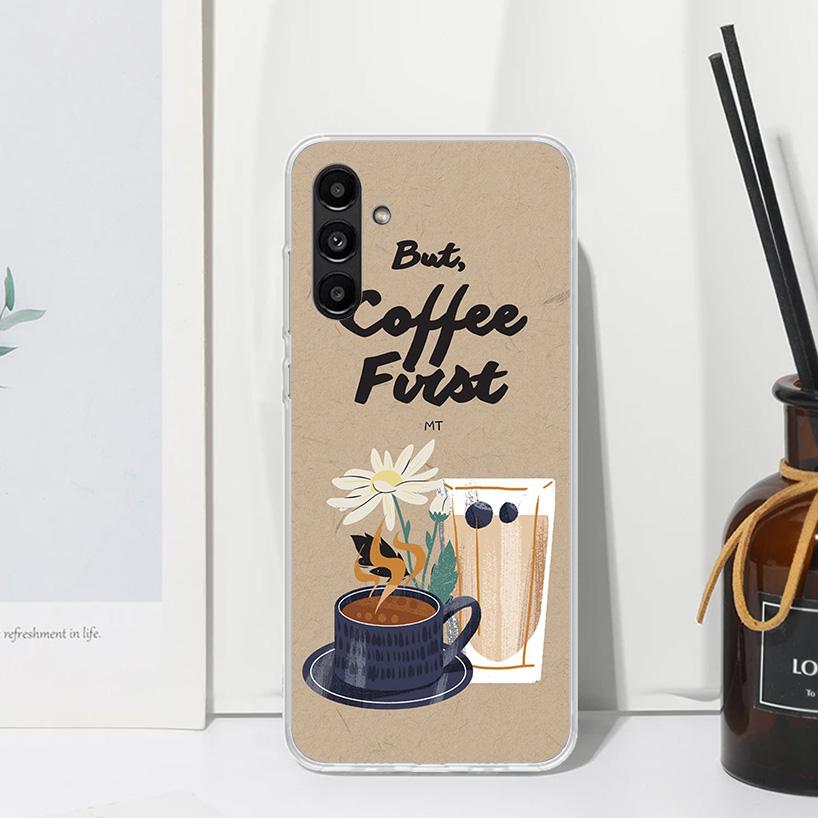 Coffee Wine Cup Phone Case For Samsung Galaxy A15 A25 A35 A55 A14 A24 A34 A54 A13 A23 A33 A53 A12 A22 A32 A52 A05S A04S A03S