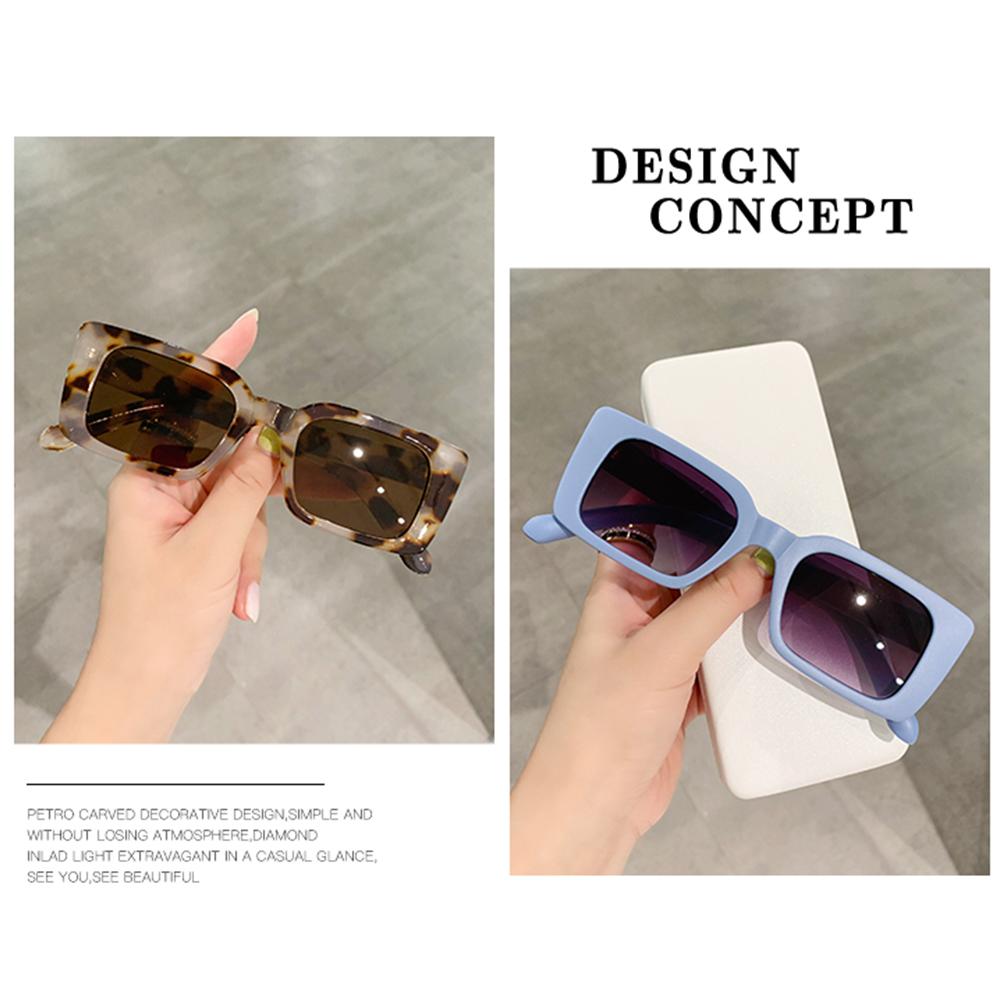 Women's Fashion Gradient Small Frame Shades Rectangle Square Sunglasses Leopard Sun Glasses