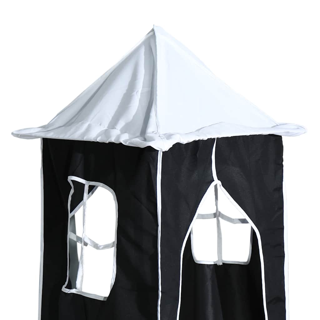 Bunk Bed with Slide and Curtains White and Black 90x200 cm