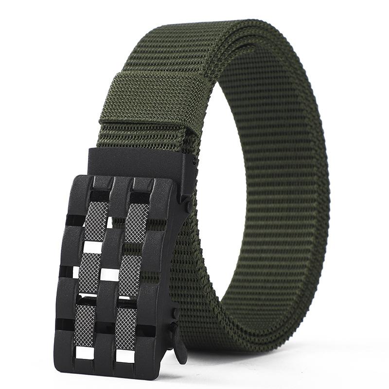 Plaid Button Imitation Nylon Belt Military Training Outdoor Canvas Tactical Belt Simple Sports Belt