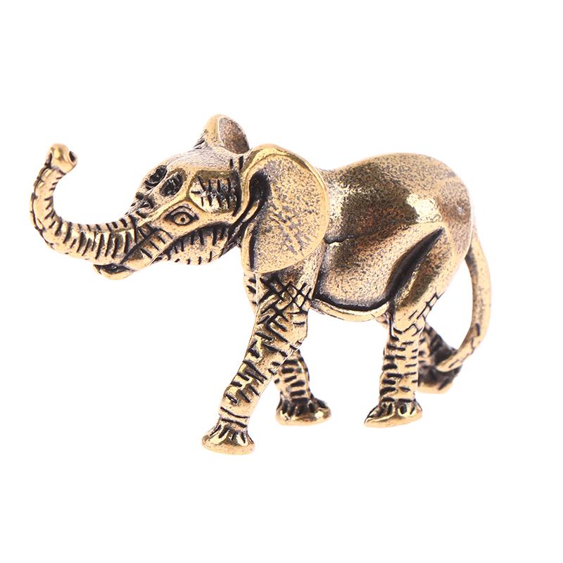 Antique Bronze Minature Elephant Figurines Tea Pet Table Ornament Decoration