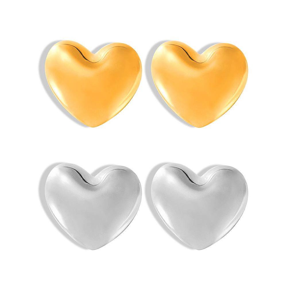 Серьги-гвоздики Wind Peach Heart Exaggerated Design Smooth Surface Non-blowning Earrings 18k Gold Titanium Steel Earrings Women