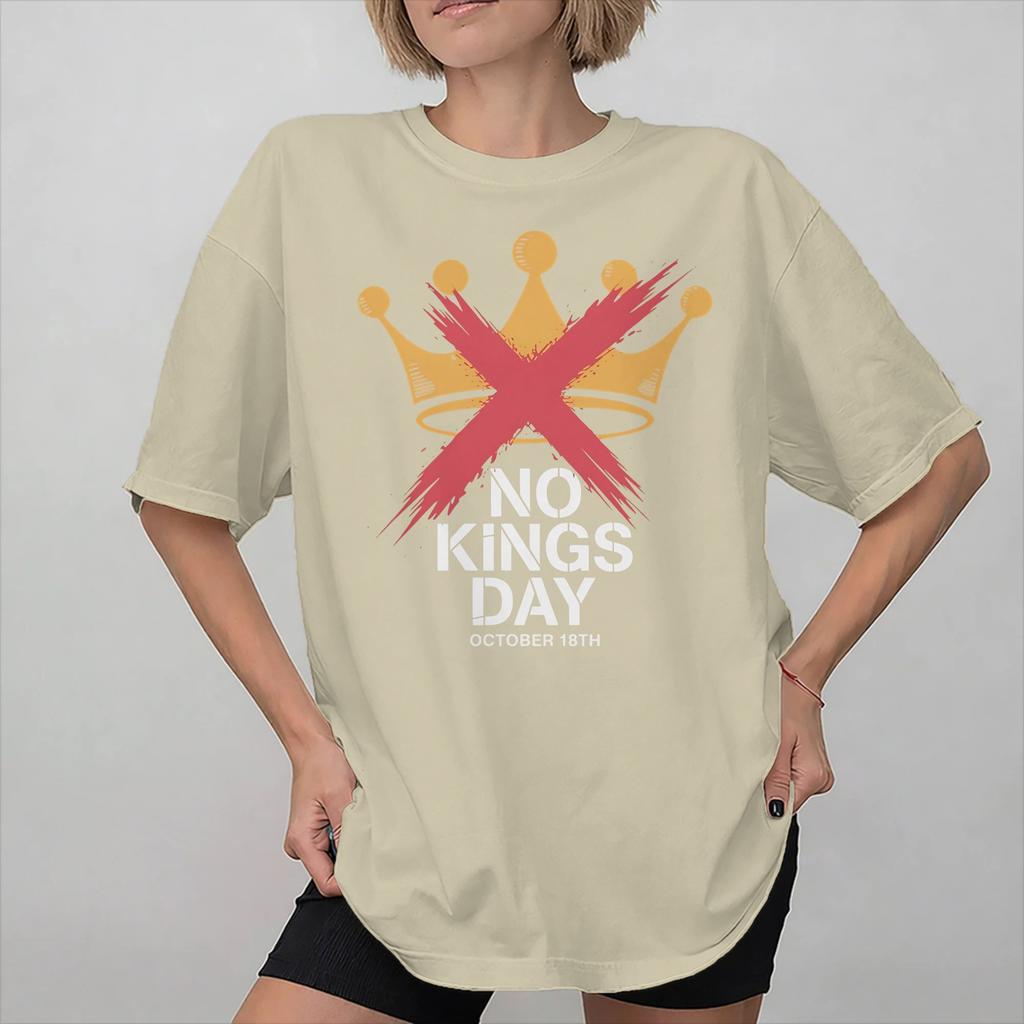 Graphic Printed No Kings In America T Shirt For Unisex  100 Cotton Tee Shirt Short Sleeve Clothing